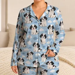 Playful Puppy Companions for Cozy Winter Evenings and Thoughtful Gifts for Dog Lovers Satin Pajamas Set