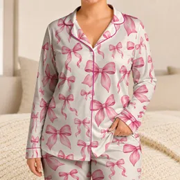 Delicate Pink Ribbon Bows for Cozy Lounging and Sweet Gift Giving at Home for Her Satin Pajamas Set