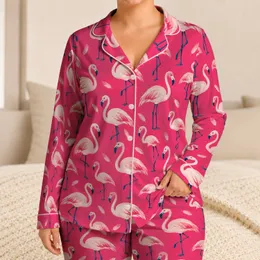 Pink Flamingo Motifs for Tropical Lounging and Relaxed Summer Evenings at Home Satin Pajamas Set