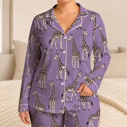Playful Giraffe Motifs for Cozy Evening Lounging and Relaxed Weekend Mornings at Home Satin Pajamas Set