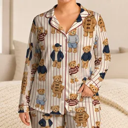 Burgundy Teddy Bears for Cozy Evenings, Weekend Lounging and Charming Gift Giving Satin Pajamas Set