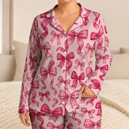 Charming Pink Ribbon Bows for Cozy Home Evenings and Thoughtful Gift Giving for Her Satin Pajamas Set