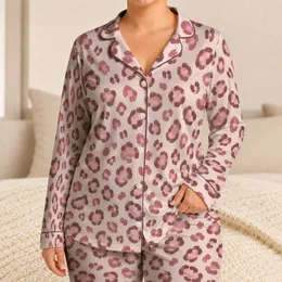 Dusty Rose Leopard Spots for Cozy Romantic Evenings and Relaxed Lounging Satin Pajamas Set