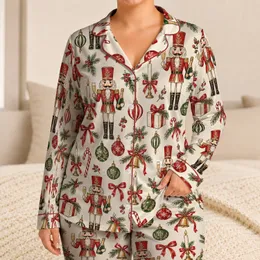 Nutcracker Holiday Cheer for Cozy Christmas Eve Relaxing and Seasonal Gifting at Home Satin Pajamas Set