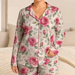 Fuchsia Watercolor Roses for Cozy Romantic Evenings and Thoughtful Gifts Satin Pajamas Set