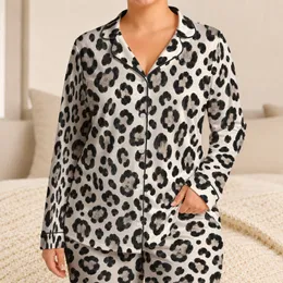 Black Leopard Spots for Cozy Lounging and Relaxed Everyday Style for Women at Home Satin Pajamas Set