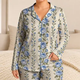 Blue Rose Sleepwear for Cozy Evenings and Relaxed Mornings Satin Pajamas Set