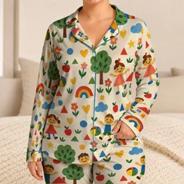Colorful Geometric Folk Art For Cozy Evenings And Cheerful Home Lounging Satin Pajamas Set