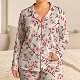 Japanese Cherry Blossoms For A Cozy Springtime Look And Relaxed Floral Style Satin Pajamas Set