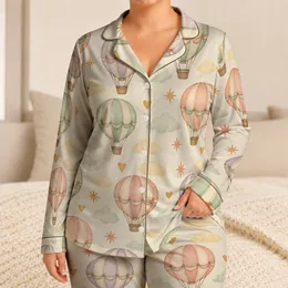 Pastel Hot Air Balloons for Cozy Weekend Lounging and Whimsical Travel Dreams Satin Pajamas Set