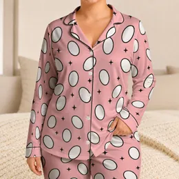 Blush Oval and Star Motifs for Cozy Nights and Relaxed Weekend Mornings Satin Pajamas Set