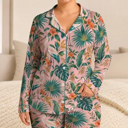 Tropical Crane and Palm Garden for a Relaxing Coastal Getaway Satin Pajamas Set