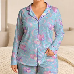 Pastel Swirl Hearts For Dreamy Lounging And Cozy Nights Y2K-Inspired Style Satin Pajamas Set