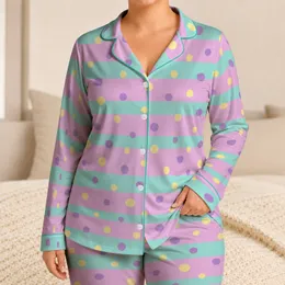 Pastel Macaron Polka Dots for Cozy Lounge Days and Sweet Weekend Relaxation at Home Satin Pajamas Set