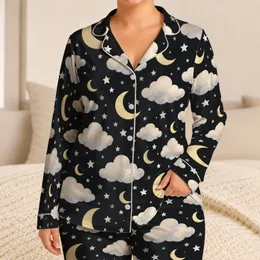 Dreamy Moon Cloud Night Sky for Cozy Bedtime Relaxation and Quiet Evenings Satin Pajamas Set