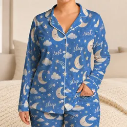 Moon And Crescent Night Sky Motifs For Cozy Bedtime Dreams And Relaxed Evenings Satin Pajamas Set