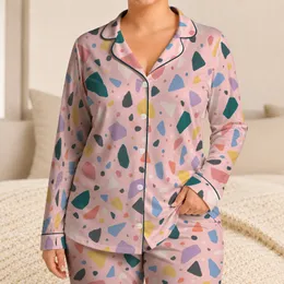 Pastel Terrazzo Confetti for Cozy Weekends and Relaxed At-Home Lounging Gifts Satin Pajamas Set