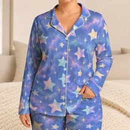 Pastel Iridescent Stars for Cozy Nights and Whimsical Everyday Lounge Moments Satin Pajamas Set