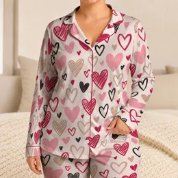 Romantic Doodle Hearts for Cozy Valentine's Evenings and Sweet Gift Giving for Her Satin Pajamas Set