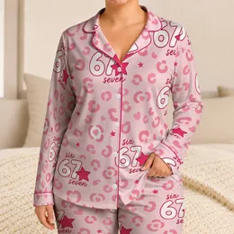 Pink Leopard 67 Star Two-Piece Lounge Set for Birthday Sleepovers, Girls and Trendy Kids Satin Pajamas Set