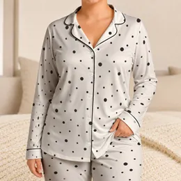 Classic Ivory Charcoal Polka Dots For Relaxed Evenings And Gift Giving For Women Satin Pajamas Set