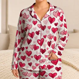 Raspberry Heart Valentine's Loungewear for Romantic Nights and Cozy Home Relaxation Satin Pajamas Set