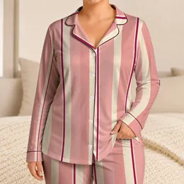 Blush Pink Ivory Vertical Stripes Cozy Bedtime Gift For Women In A Boutique Home Satin Pajamas Set