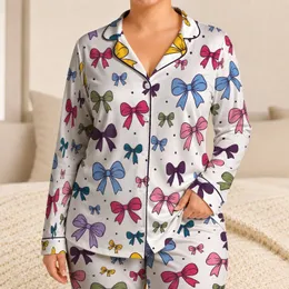 Multicolor Ribbon Bows For Cozy Lounging, Relaxed Weekends, And Gift Giving For Her Satin Pajamas Set