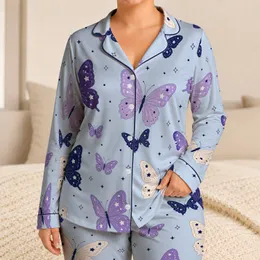Butterfly Starlight Lounge Set for Cozy Nights, Relaxed Weekends, and Women’s Gifts Satin Pajamas Set