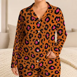 Burnt Orange Leopard Spots for Stylish Lounging, Cozy Nights, and Weekend Getaways Satin Pajamas Set