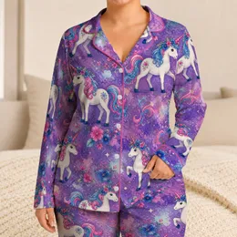 Floral Unicorn Watercolor Sleepwear For Magical Cozy Nights And Dreamy Lounging Satin Pajamas Set