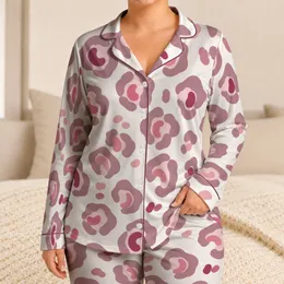 Abstract Pink Leopard Rosettes For Cozy Nights And Relaxed Lounging At Home For Women Satin Pajamas Set