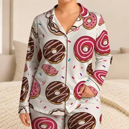 Colorful Donut Sprinkles For Cozy Sleepwear, Weekend Lounging, And Relaxing Mornings Satin Pajamas Set