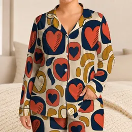 Abstract Heart Motifs for Valentine’s Day Cozy Nights and Thoughtful Gifts for Women Satin Pajamas Set