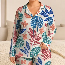 Tropical Monstera Leaves and Citrus for Coastal Lounging and Relaxed Weekends At Home Satin Pajamas Set