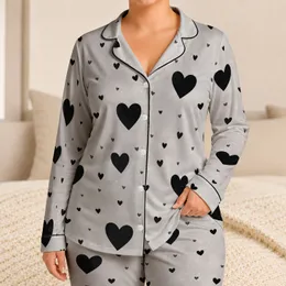 Minimal Black Heart Scatter for Cozy Bedtime and Relaxed Weekend Comfort for Women Satin Pajamas Set