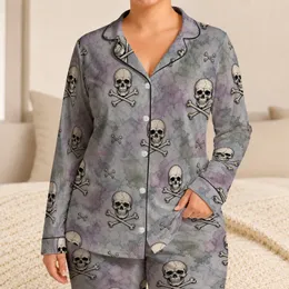 Gothic Skull And Crossbones For Moody Lounge Nights And Alternative Style Lovers Satin Pajamas Set