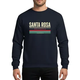 California Enthusiasts' Retro Distressed Santa Rosa California Typographic Muted Cream Red Teal Green Stripes Sweatshirt