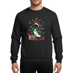 Christmas Enthusiasts' Whimsical Loon Red Green Blue Lights Santa Hat Antlers Gifts Tree Snowflakes Sweatshirt