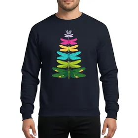 Holiday Insect Lovers' Fantastical Dragonfly Christmas Tree, Symmetrical Stacked Art, Vibrant Rainbow Colors Sweatshirt