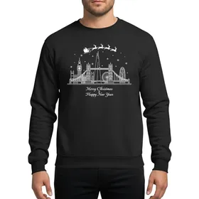 London City Lovers' Minimalist White Grey Festive Skyline Santa Sleigh Snowflakes Script Sweatshirt