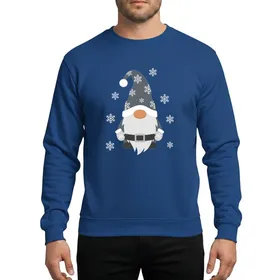 Winter Holiday Fans' Whimsical Grey Snow Gnomie Flat Graphic Rustic Orange Nose White Snowflakes Sweatshirt