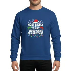 Holiday Gamers' Festive White Text Gaming Controllers Holiday Lights Santa Hat & Candy Canes Sweatshirt