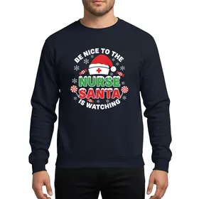 Nurses' Festive Red Green White Christmas Santa Hat Nurse Cap Snowcapped Holiday Design Sweatshirt