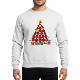Ladybug Lovers' Whimsical Festive Red Ladybug Christmas Tree Gold Star Santa Hat Design Sweatshirt