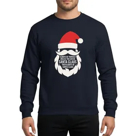 Christmas Lovers' Iconic Stylized Red Santa Hat Off-White Beard 'Always Be Santa' Quote Sweatshirt