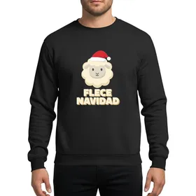 Festive Animal Lovers' Charming Cream Sheep Bright Red Santa Hat Humorous Fleece Navidad Text Sweatshirt