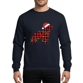 Cocker Spaniel Owners' Festive Red Black Buffalo Plaid Santa Hat Christmas Lights Sweatshirt