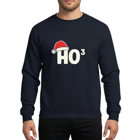 Mathematics Enthusiasts Distressed Ho-3 Cubed Red Santa Hat Vintage Blocky Typography Sweatshirt