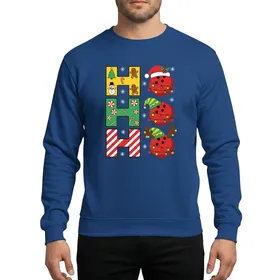 Holiday Enthusiasts' Yellow Green Red HHH Bowling Ball Santa Elf Reindeer Christmas Lights Sweatshirt